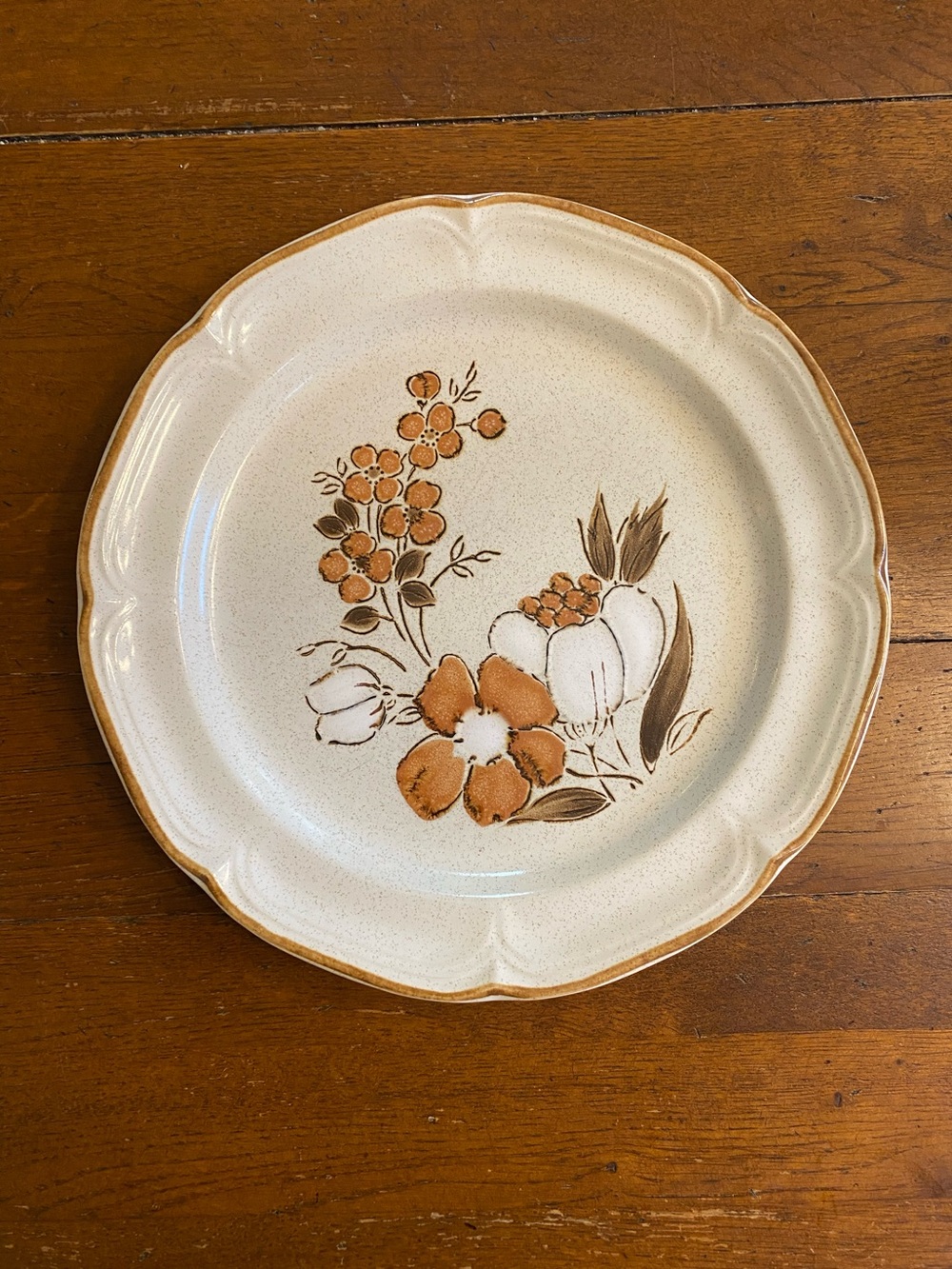 VTG 1970s Hearthside Stoneware Autumn Fair Baroque Brown Flowers Dinner Plate